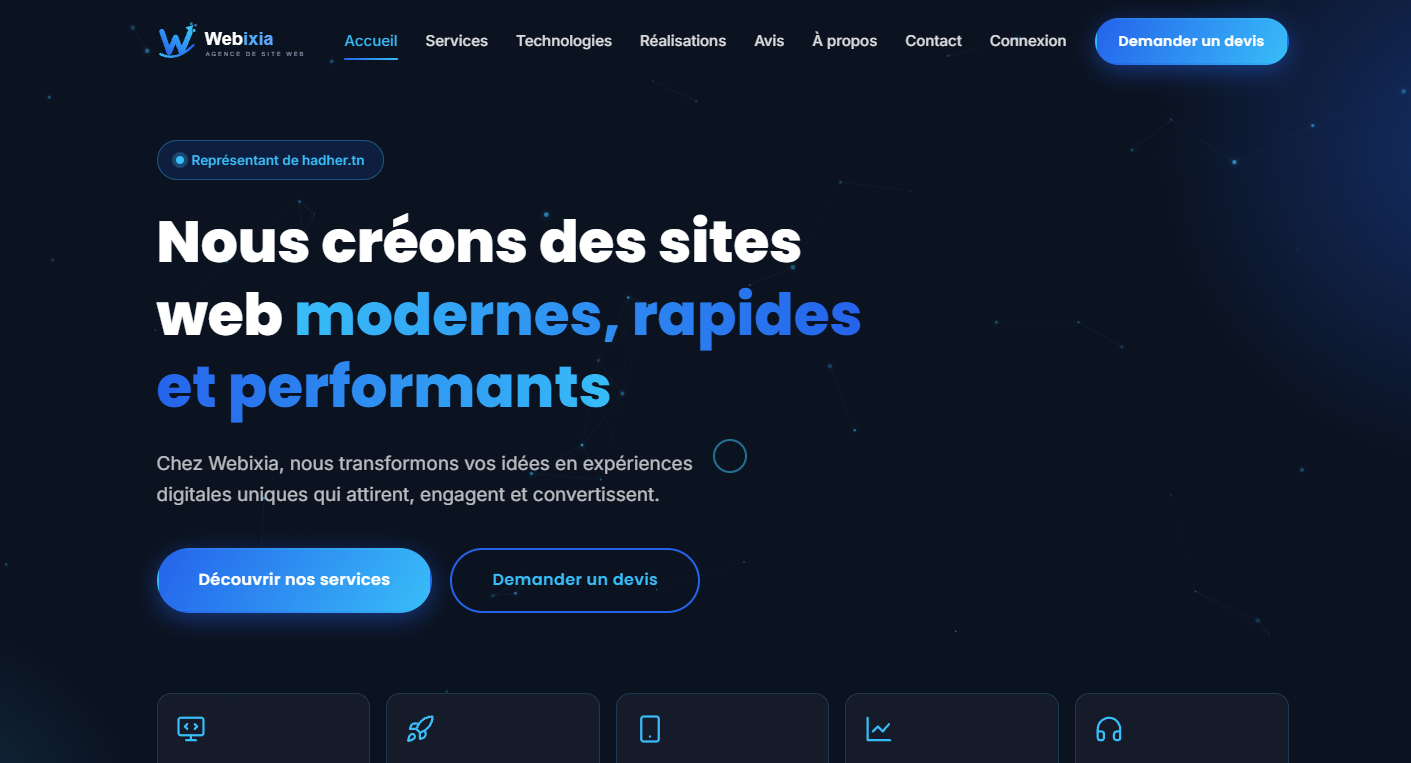 Aperçu du projet Webixia